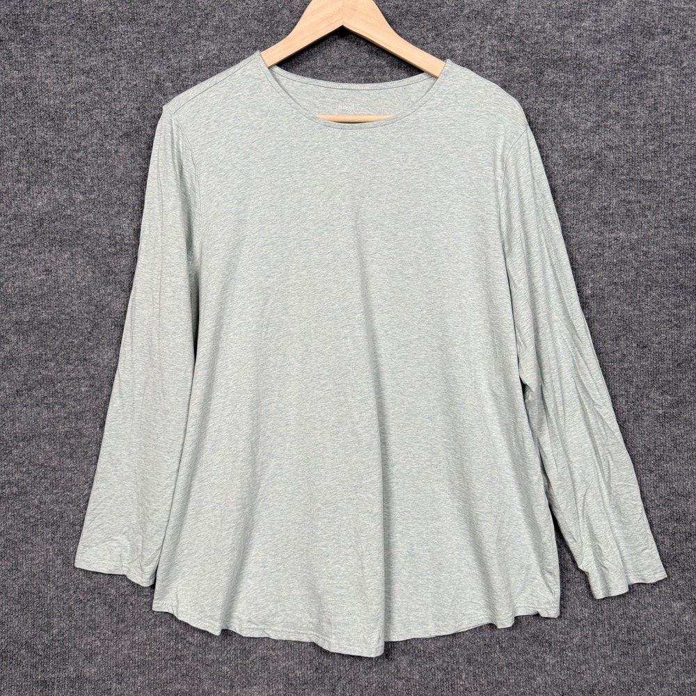 Pure Jill XL Shirt Gray Cotton Blend Crew Neck Long Sleeves Minimalist Capsule